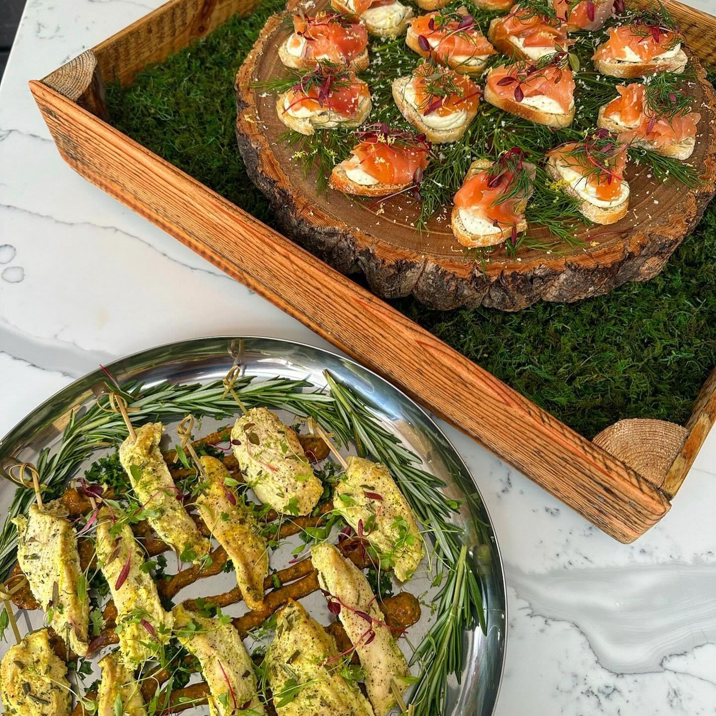 Two plated gourmet canapés for event catering