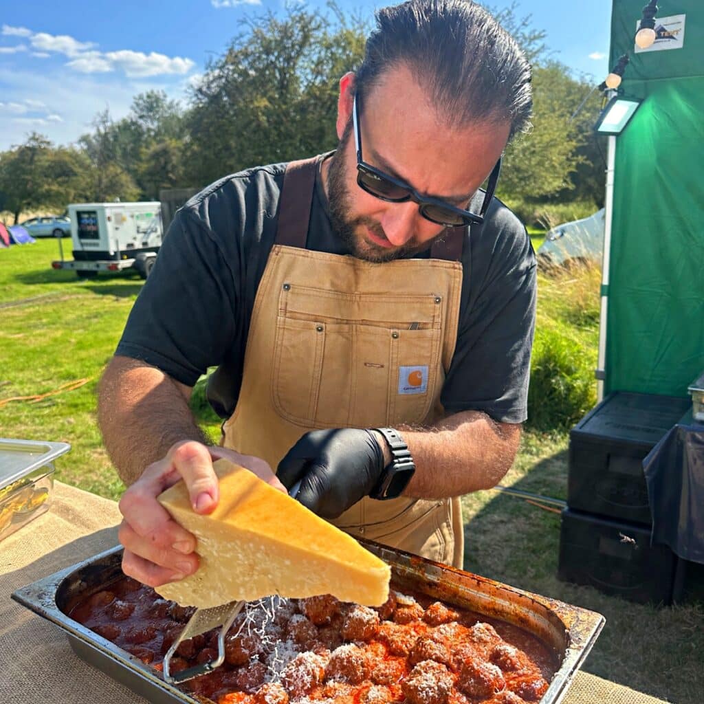 Teejay Asciak Chef the Farmhouse Essex at HomeServiced Buffet Wedding